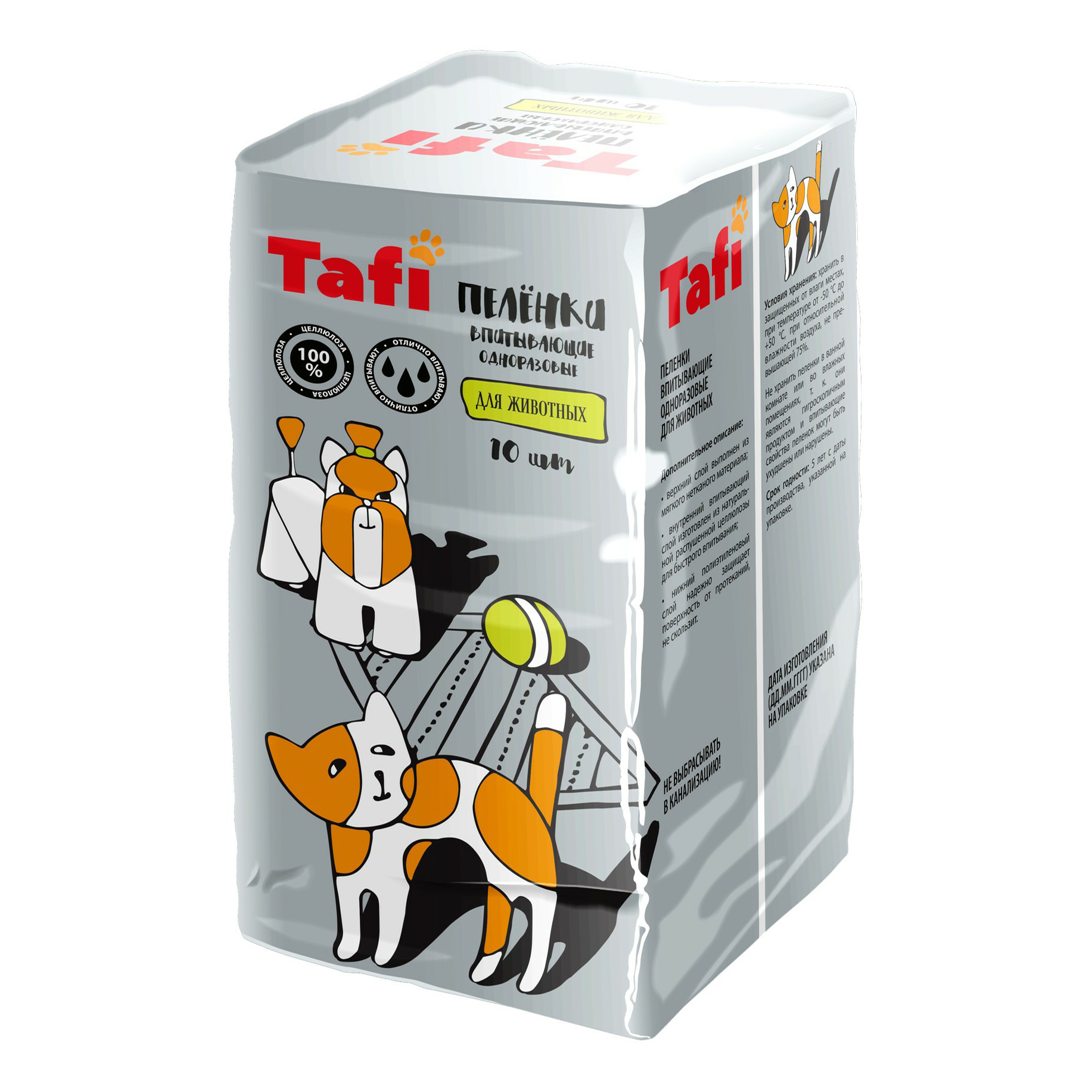 

Пеленки для животных Tafi 60 х 40 см 10 шт, Белый