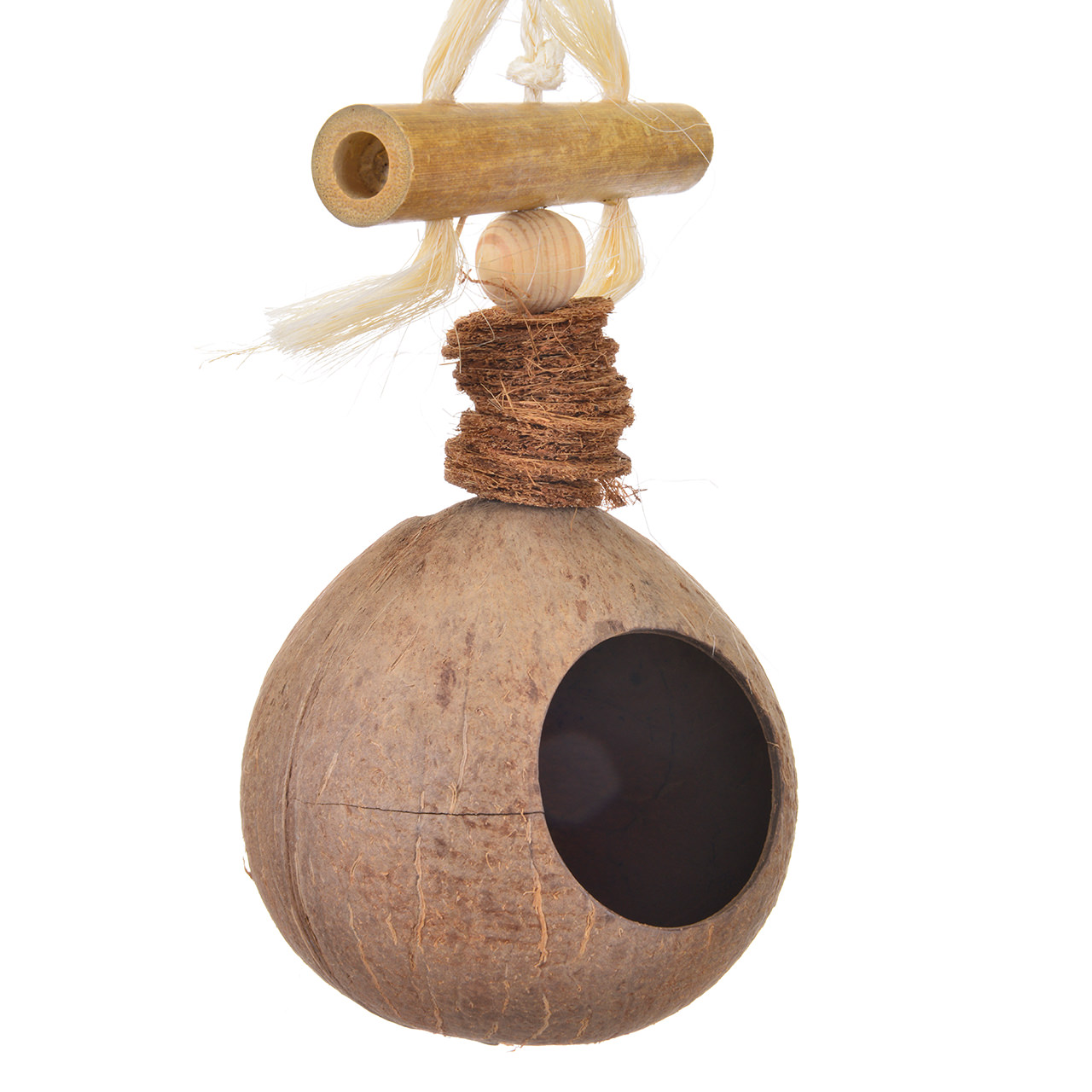 фото Подвеска для попугаев wagners кокосовый домик, коричневый, 38х14х11.5 см