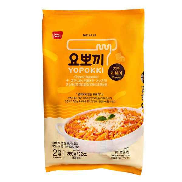 

Рисовые клёцки рапокки с лапшой с сыром Yopokki, пачка 260 г