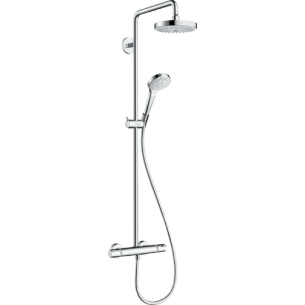 фото Душевая система hansgrohe 9 л/мин с термостатом showerpipe 180 ecosmart 27254400, бел