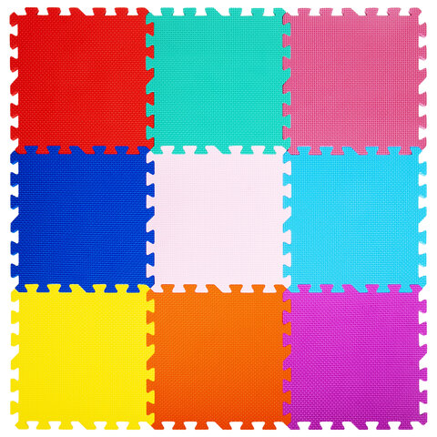 Коврик-пазл Юнландия 0,9*0,9м мягкий цветной, 9 элементов, 664663