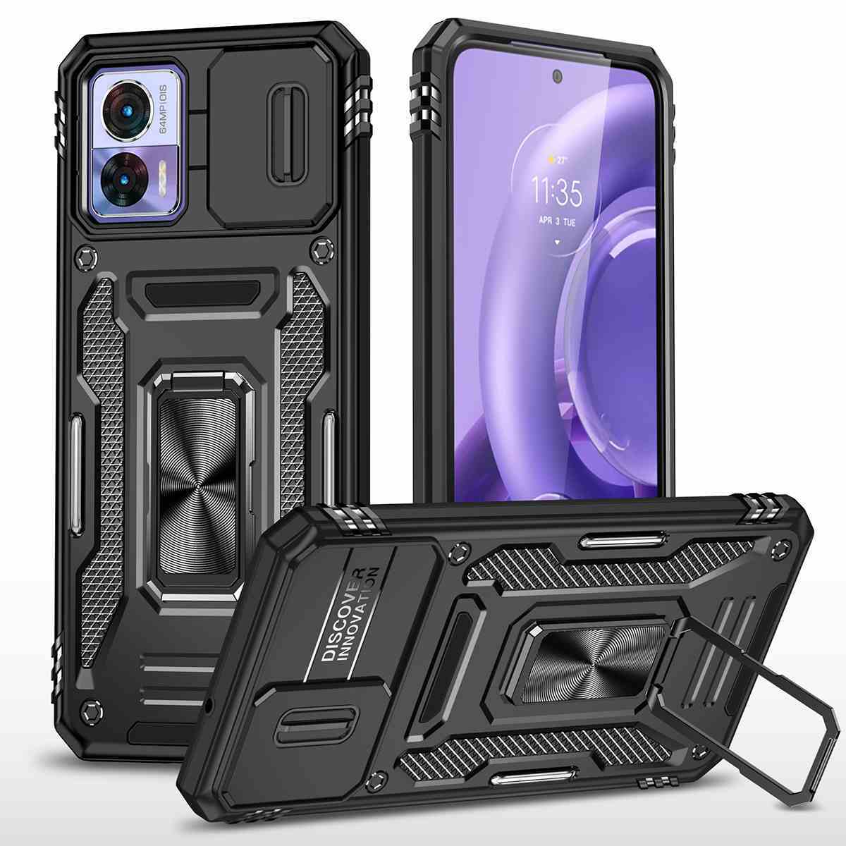 

Чехол Safe Case для Moto Edge 30 Neo с кольцом и защитой камеры, черный, Safe Case