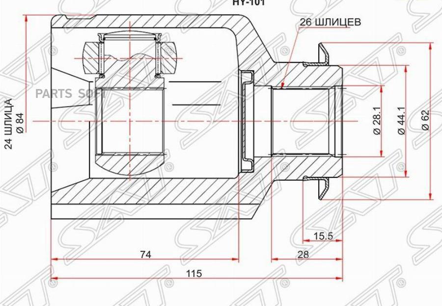 

SAT HY101 Шрус внутренний RH HYUNDAI IX35 4WD/KIA SPORTAGE 10-