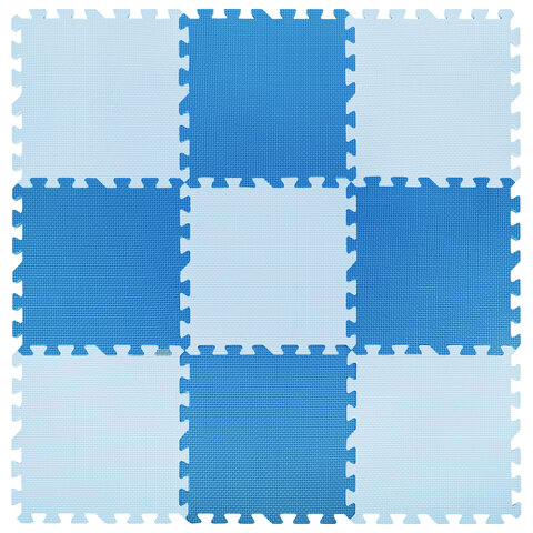 Коврик-пазл Юнландия 0,9*0,9м мягкий синий, 9 элементов, 664662