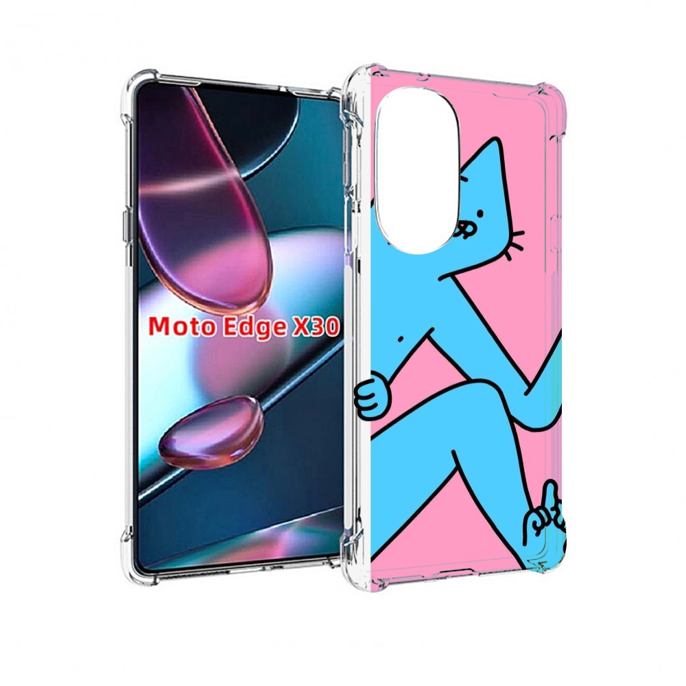 

Чехол MyPads голубой кот в дверце для Motorola Moto Edge X30, Прозрачный, Tocco