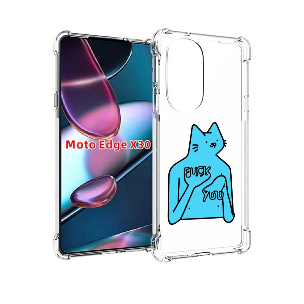

Чехол MyPads голубой-кот-фак-ю для Motorola Moto Edge X30, Прозрачный, Tocco