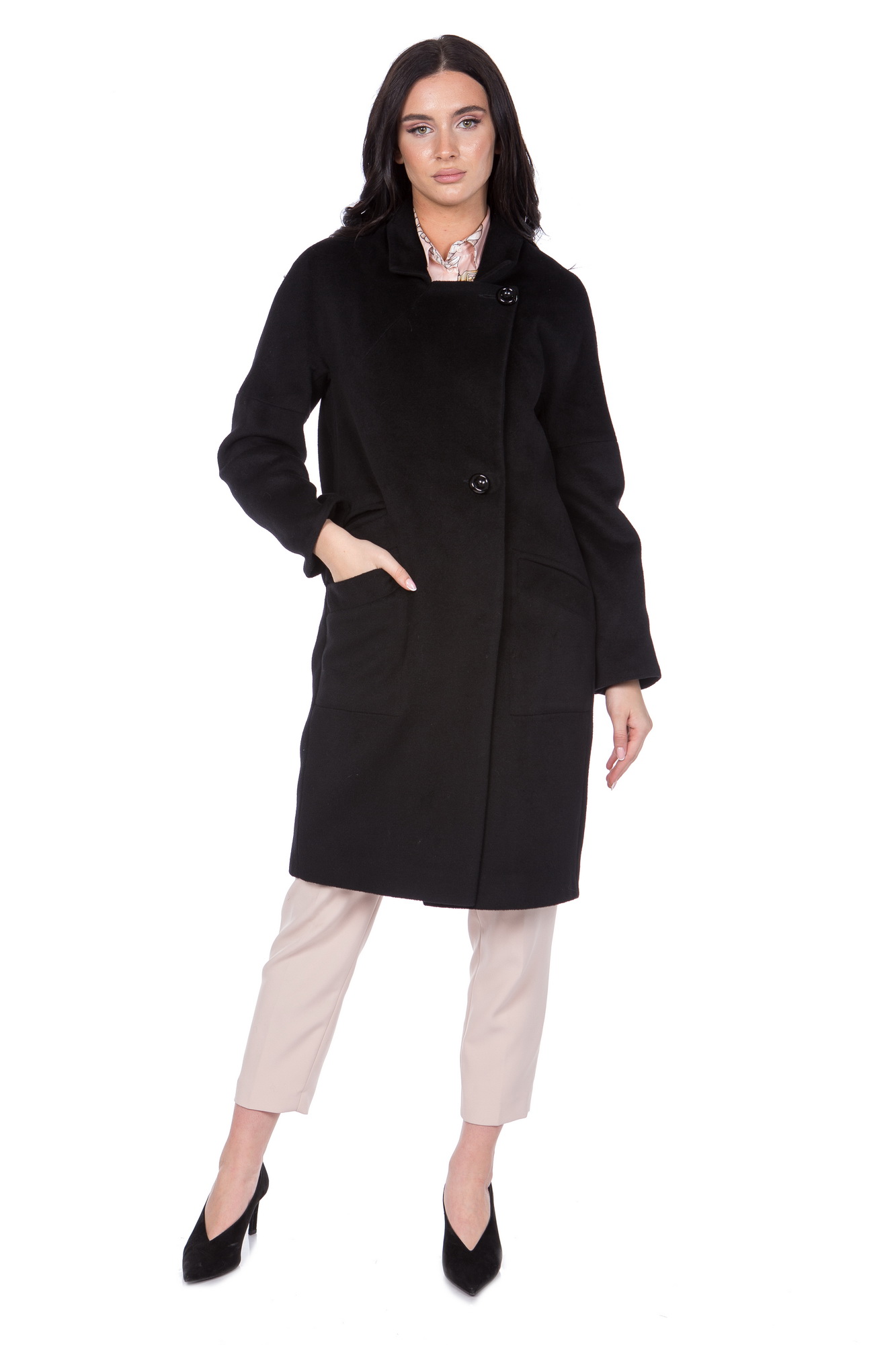 Пальто женское МОСМЕХА 8021809 черное 44 RU