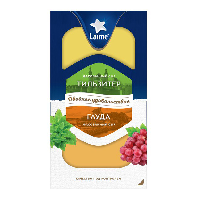 

Сыр ассорти Laime Гауда-Тильзитер 50% БЗМЖ 160 г