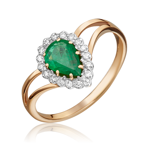 

Кольцо из золота р. 17,5 PLATINA jewelry 01-0218-00-106-1110-30, изумруд\бриллиант, 01-0218-00-106-1110-30