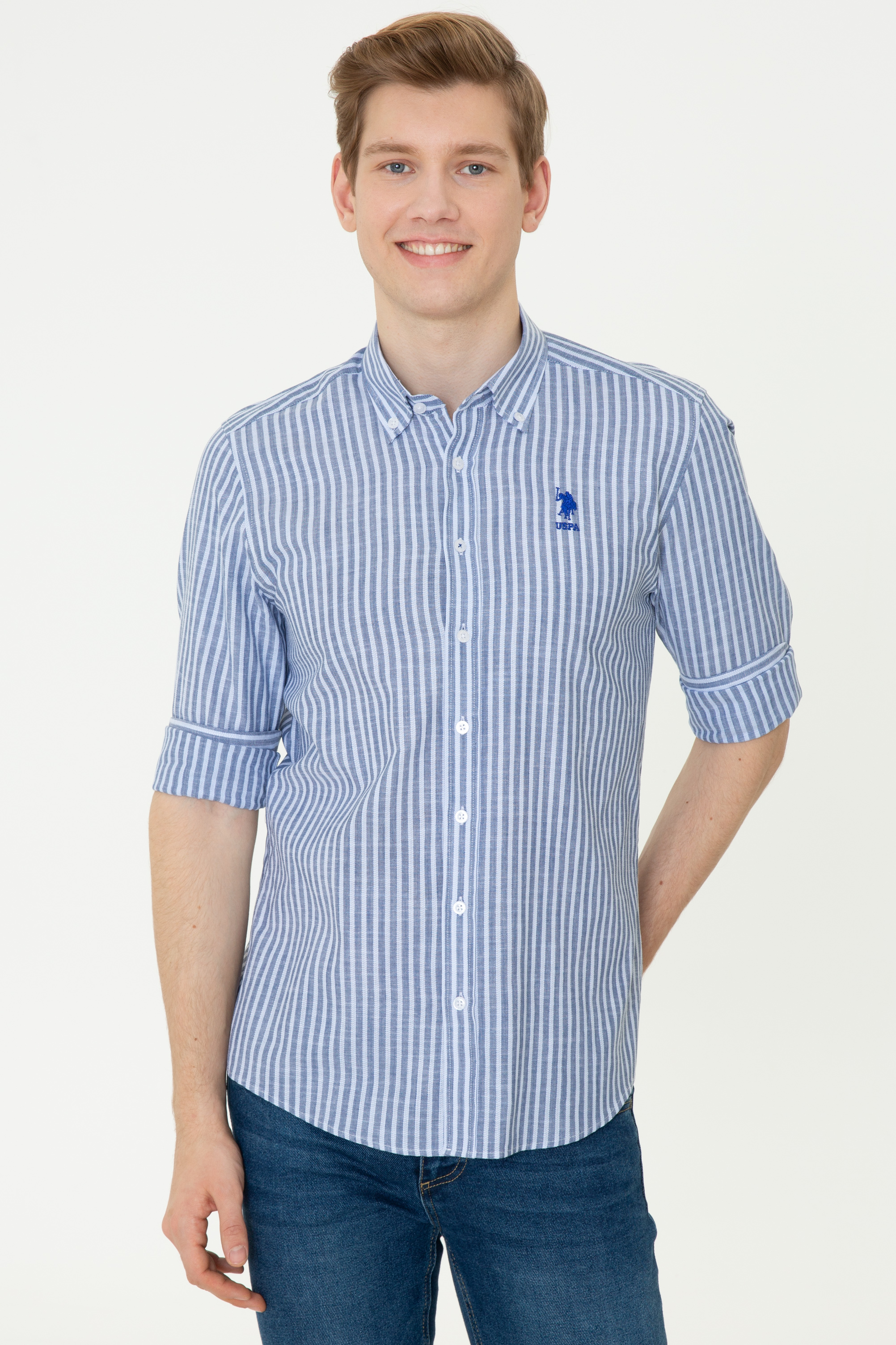 

Рубашка мужская U.S. POLO Assn. G081GL0040INTE синяя 2XL, G081GL0040INTE