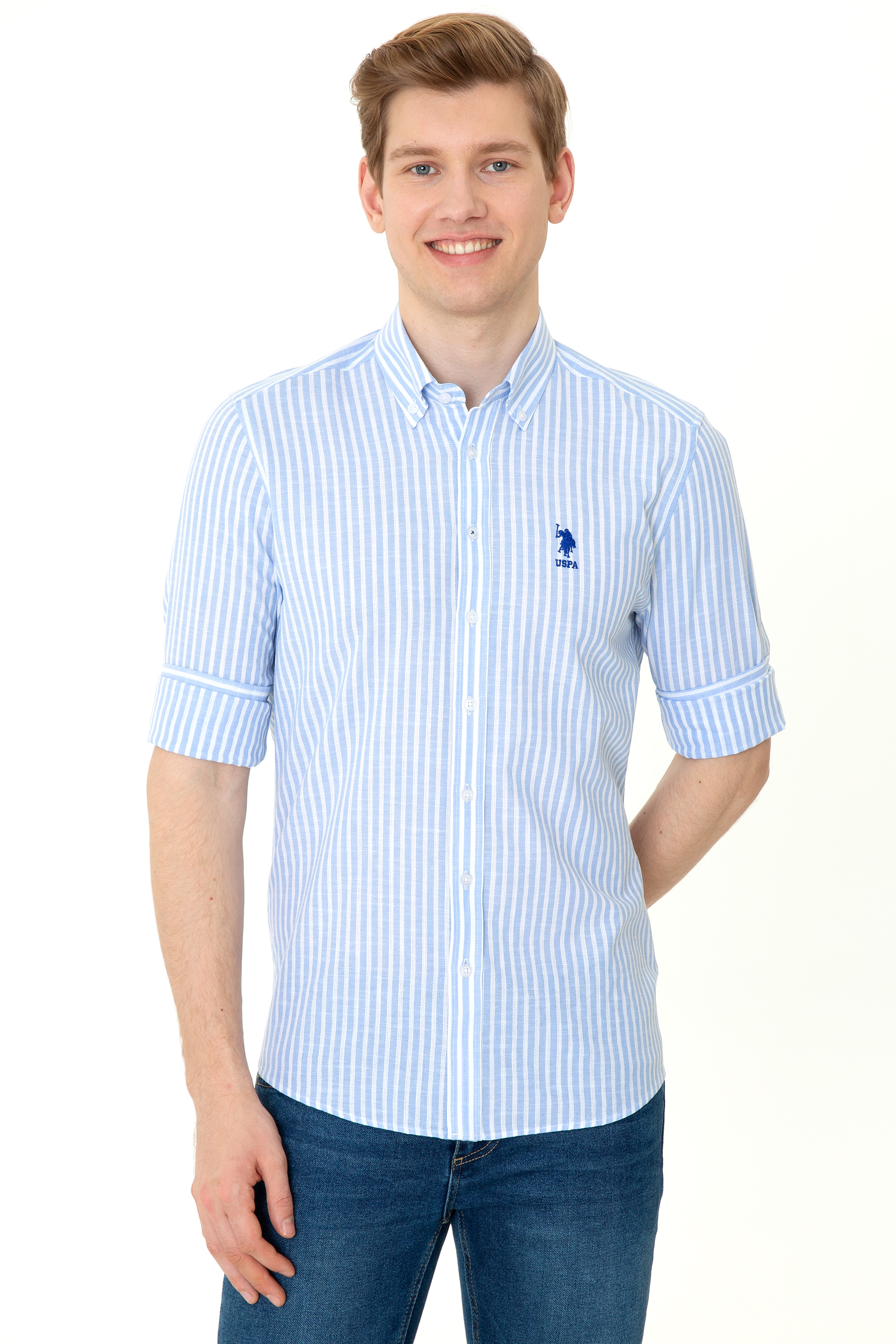 

Рубашка мужская U.S. POLO Assn. G081GL0040INTE голубая L, G081GL0040INTE