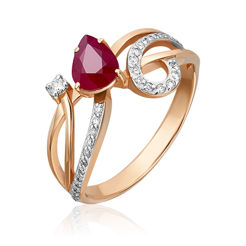 

Кольцо из золота р. 18 PLATINA jewelry 01-0232-00-107-1110-30, рубин\бриллиант, 01-0232-00-107-1110-30