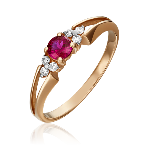 

Кольцо из золота р. 16,5 PLATINA jewelry 01-0569-00-107-1110-30, рубин\бриллиант, 01-0569-00-107-1110-30