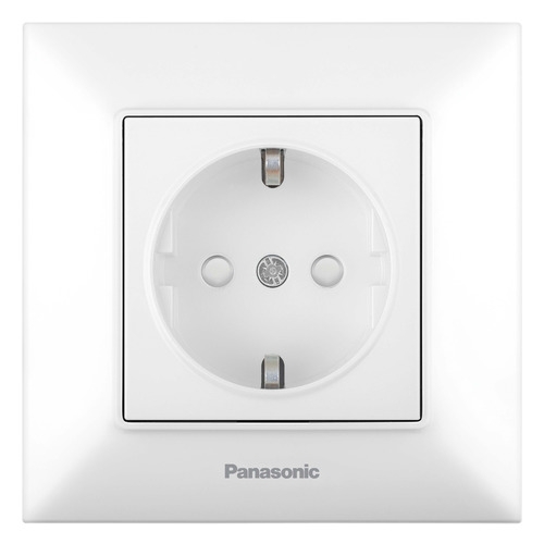 фото Розетка силов. panasonic arkedia slim (wntc02122wh-ru) скрыт. зазем. штор. ip20 белый