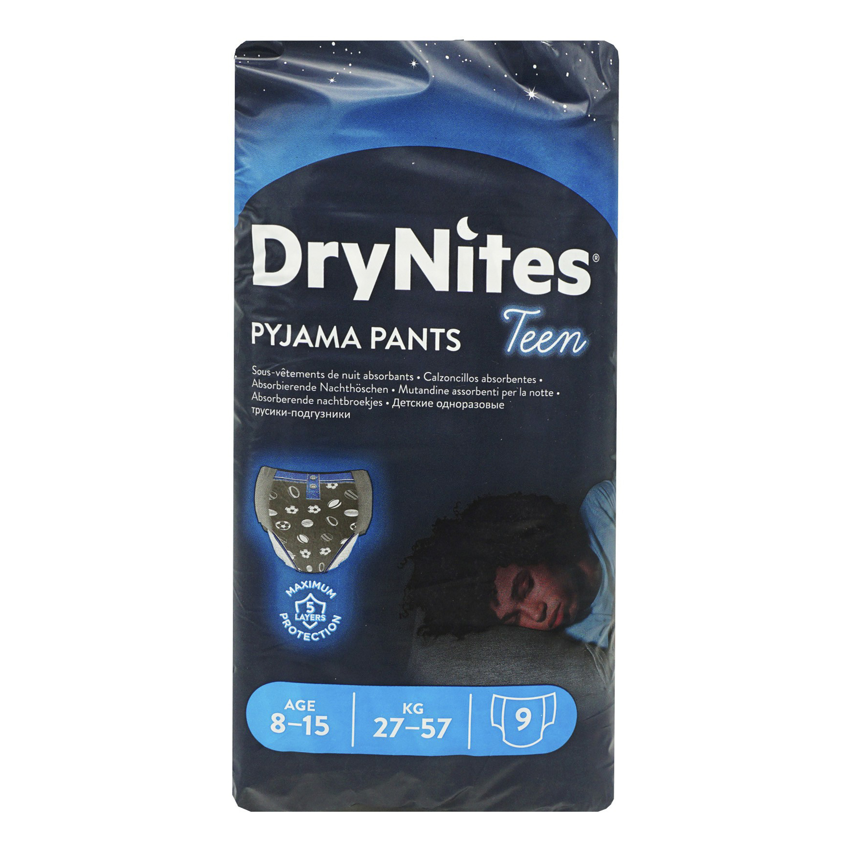 фото Подгузники-трусики huggies drynites для мальчиков 27-57 кг 9 шт