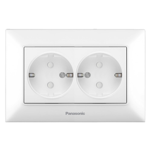 фото Розетка силов. panasonic arkedia slim (wntc02152wh-ru) скрыт. зазем. штор. ip20 белый