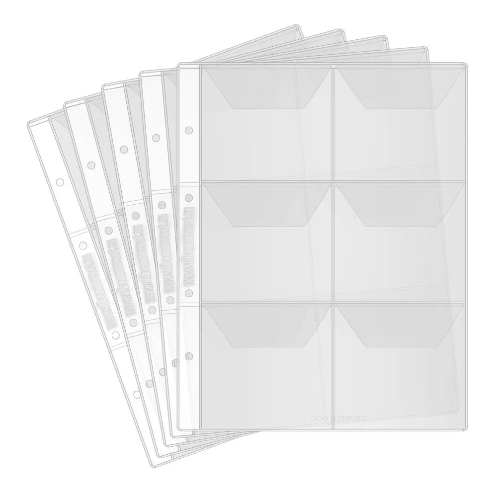 

Листы PROFESSIONAL в альбом Optima на 6 монет, с карманами. 5 шт. Альбоммонет, Прозрачный