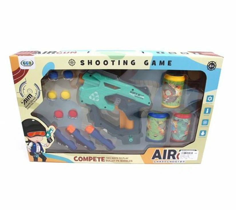 

Игровой набор Наша игрушка Стрелок, бластер, м/пули 3 шт, м/шары 6 шт, мишени 3шт, коробка, Разноцветный