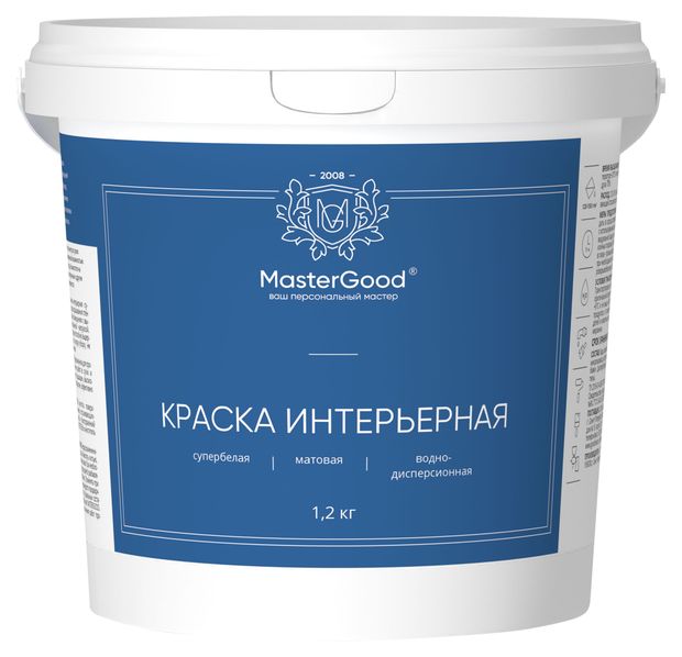 фото Краска акриловая интерьерная master good белая 1,2 кг