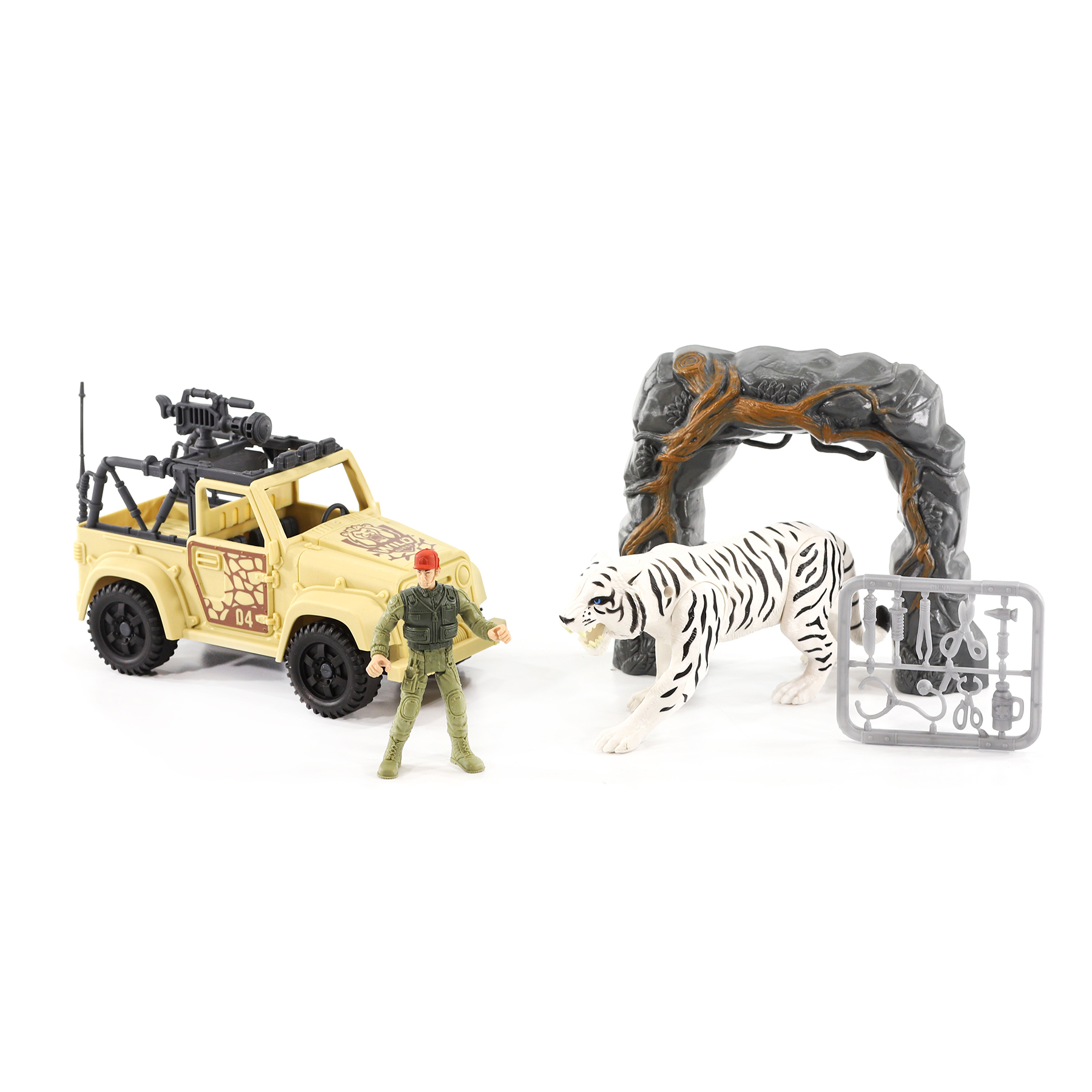 Игровой набор Chap Mei Белый тигр в джунглях, джип, фигурка, аксессуары chap mei мусоровоз