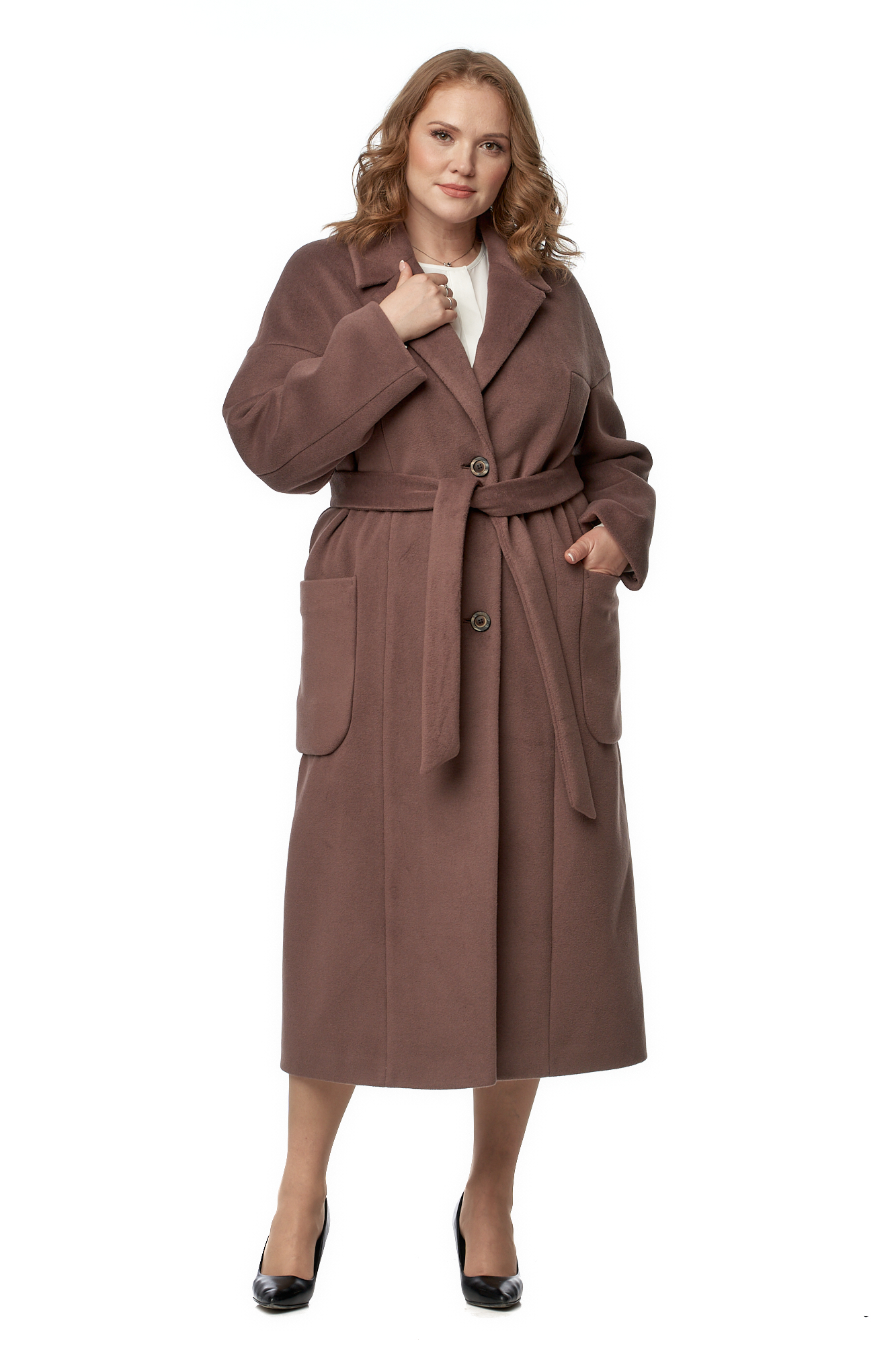 Пальто женское МОСМЕХА 8019046 коричневое 44 RU