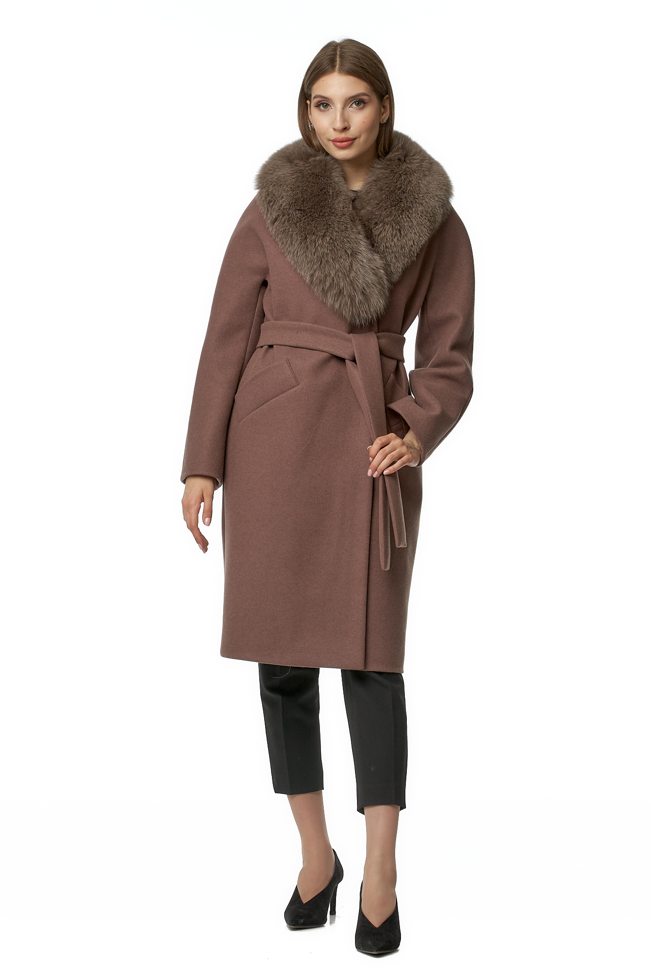

Пальто женское МОСМЕХА 8016816 коричневое 48 RU, 8016816