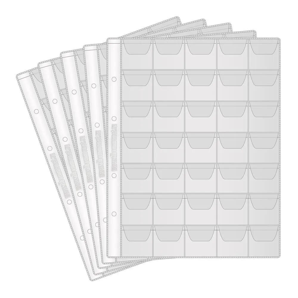 

Листы СТАНДАРТ в альбом Optima на 35 монет, скользящие. 5 шт. Альбоммонет, Прозрачный