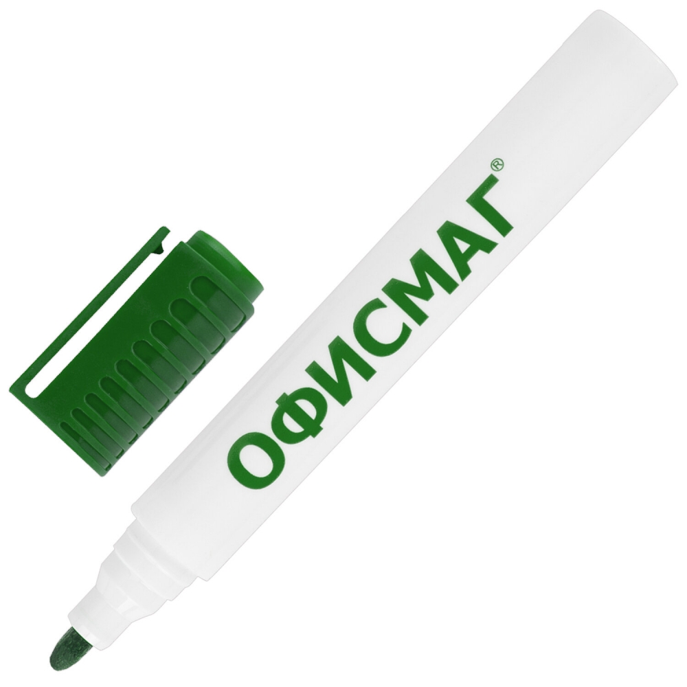 

Набор из 12 шт, Маркер стираемый для белой доски зеленый, Офисмаг, круглый наконечник
