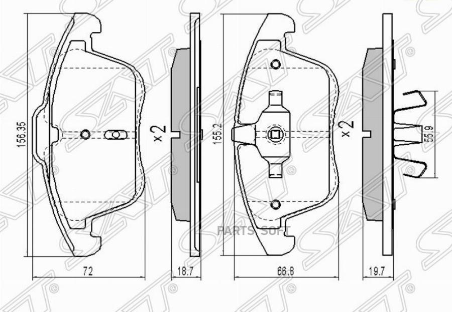 

SAT ST1566232 Колодки тормозные перед FORD MONDEO 07-14/FREELANDER II 06-14/VOLVO S60/XC70