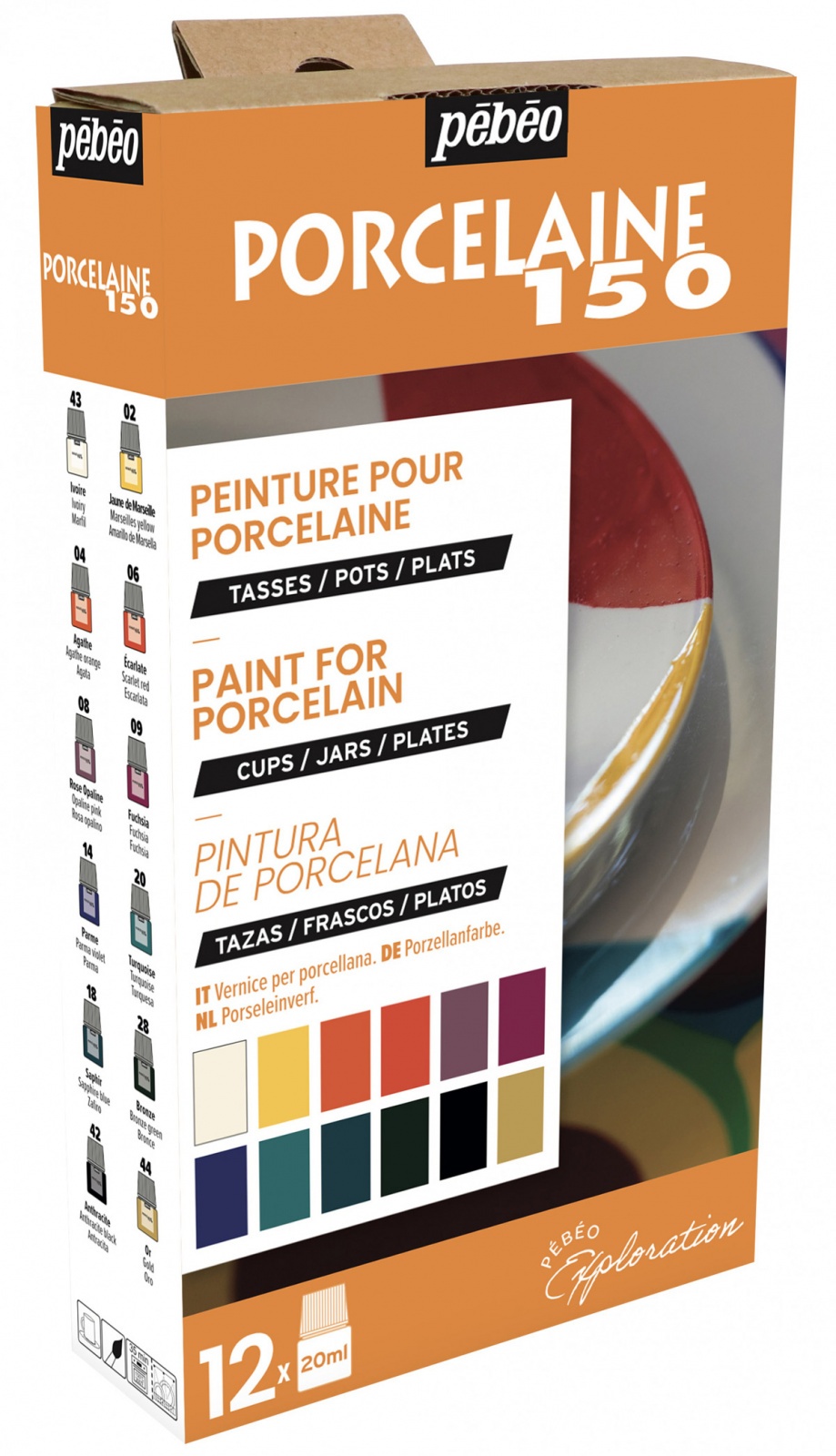 

Pebeo Porcelaine 150, "Исследование", под обжиг, 12 шт*20 мл, глянцевая, №1, Разноцветный