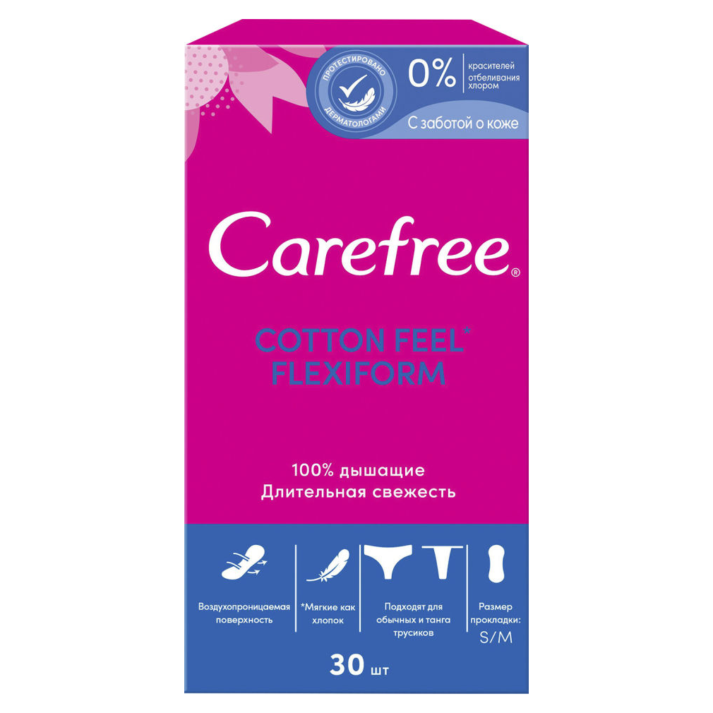 фото Прокладки ежедневные carefree cotton feel flexiform 30 шт