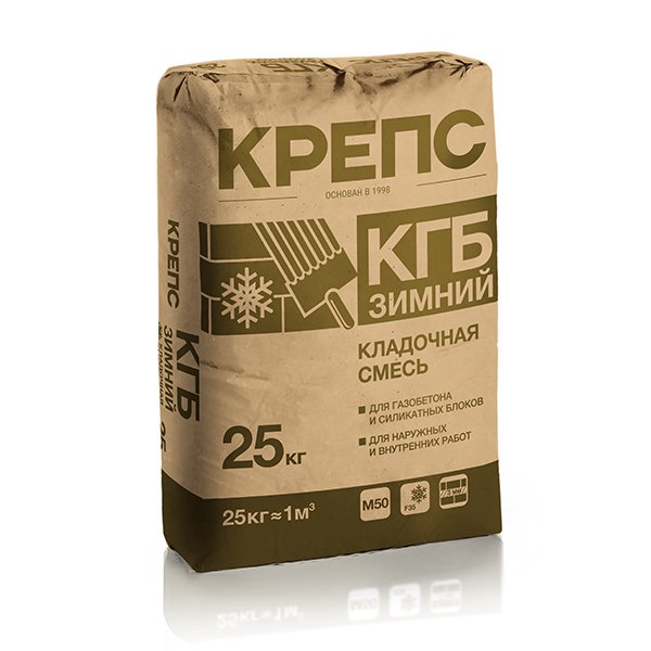 

Кладочный состав Крепс КГБ зимний для газобетона и силикатных блоков, 25кг