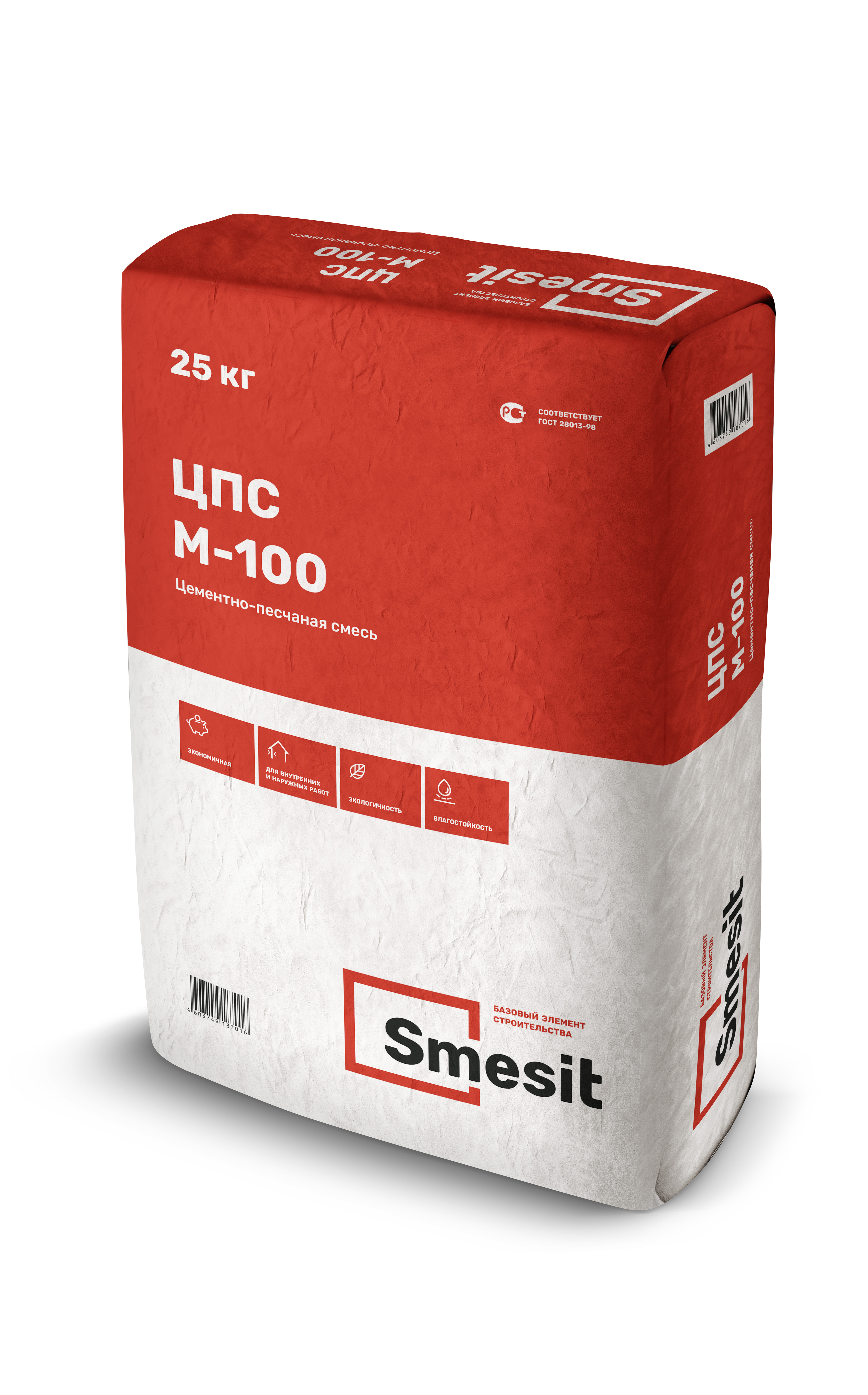 

Цементно-песчаная смесь М-100 Smesit морозостойкая, 25кг