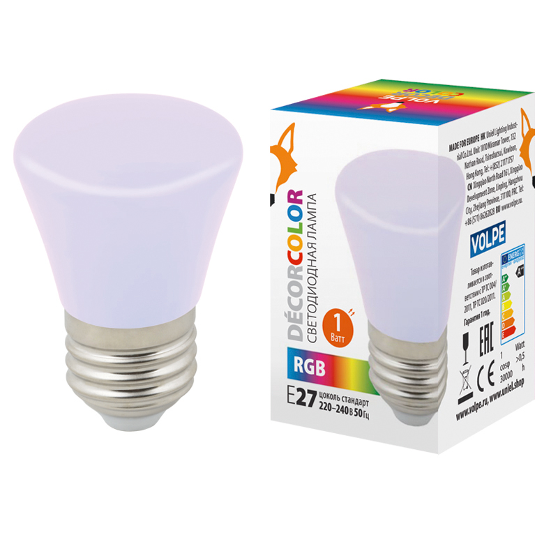 

Лампа декоративная светодиодная Колокольчик LED 1W RGB E27 Картон Volpe набор из 12шт
