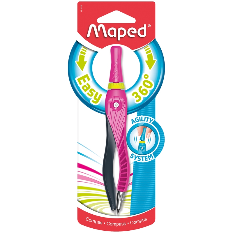 

Циркуль Maped "Kid'Z Easy 360°" пластиковый, 140мм, блистер, 181510