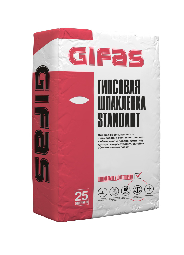 

Шпаклевка гипсовая GIFAS Standart, 25кг, Белый
