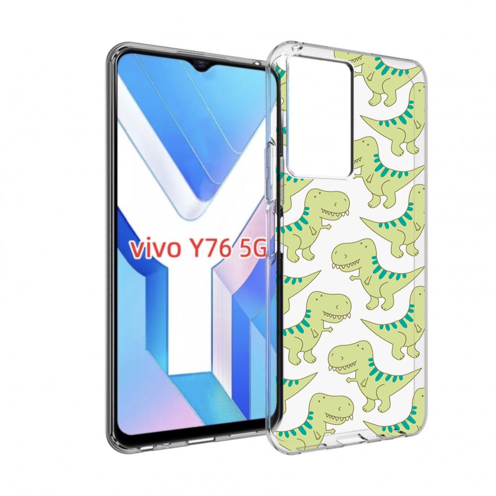 

Чехол MyPads зеленые-динозаврики для Vivo Y76 5G, Прозрачный, Tocco