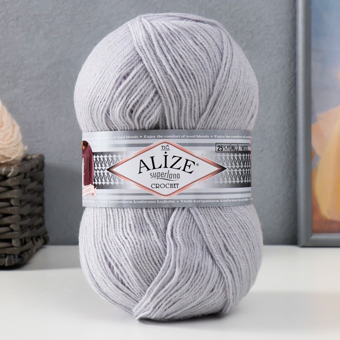 

Пряжа ALIZE "Superlana tig" 25% шерсть, 75% акрил 570 м /100 гр (698) - 1 шт, Серебристый
