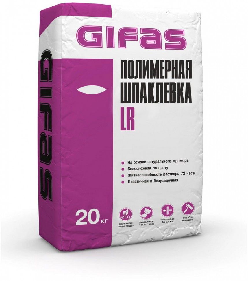 

Шпаклевка полимерная GIFAS LR, 20кг, Белый