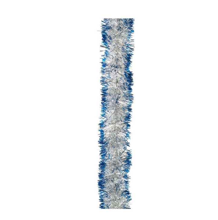 фото Гирлянда мишура серебро/синий дл. 200 см., диам. 7 см. (цв: серебряный-синий ) nobrand