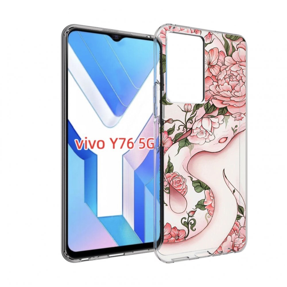 

Чехол MyPads змея-в-розовых-цветах женский для Vivo Y76 5G, Прозрачный, Tocco