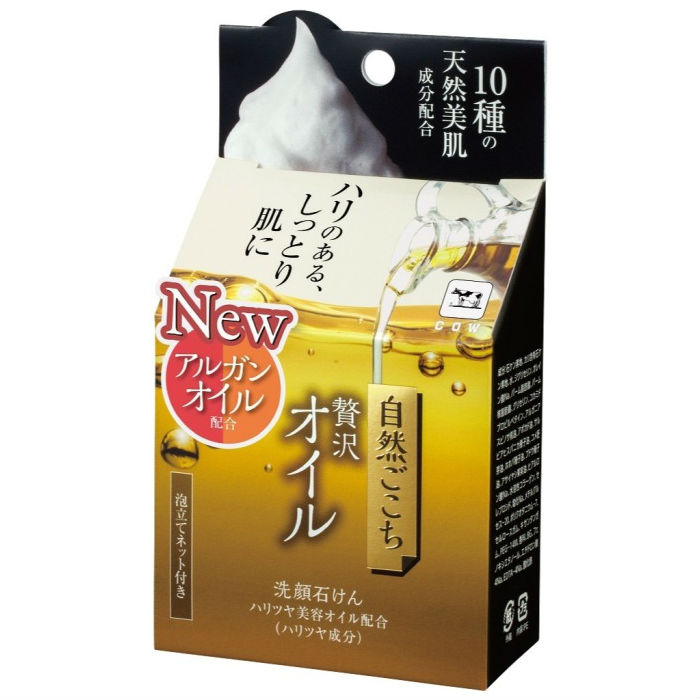 

Мыло для лица Cow очищающее с маслами гиалуроновой кислотой Luxury Oil + мочалка 80 г