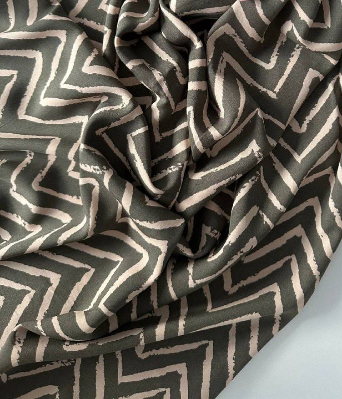 Ткань штапель зигзаг MamiMa fabric 07454 хаки, отрез 100x142 см