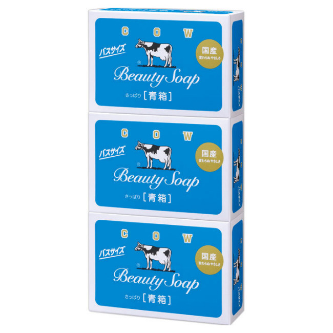 Мыло молочное освежающее Cow Beauty Soap с ароматом жасмина синяя упаковка 3 шт.х 135 г