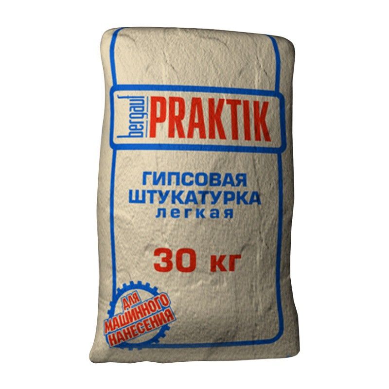 

Штукатурка гипсовая Bergauf Praktik легкая, 30кг, Серый