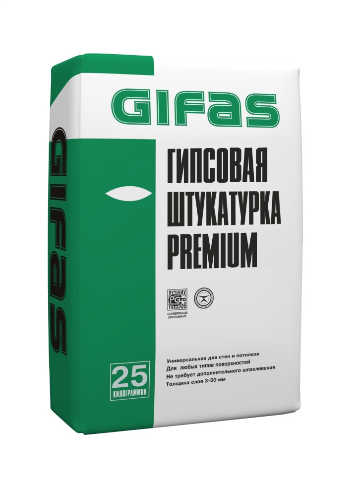 

Штукатурка гипсовая GIFAS Premium от 3мм, без шпаклевания, 25кг
