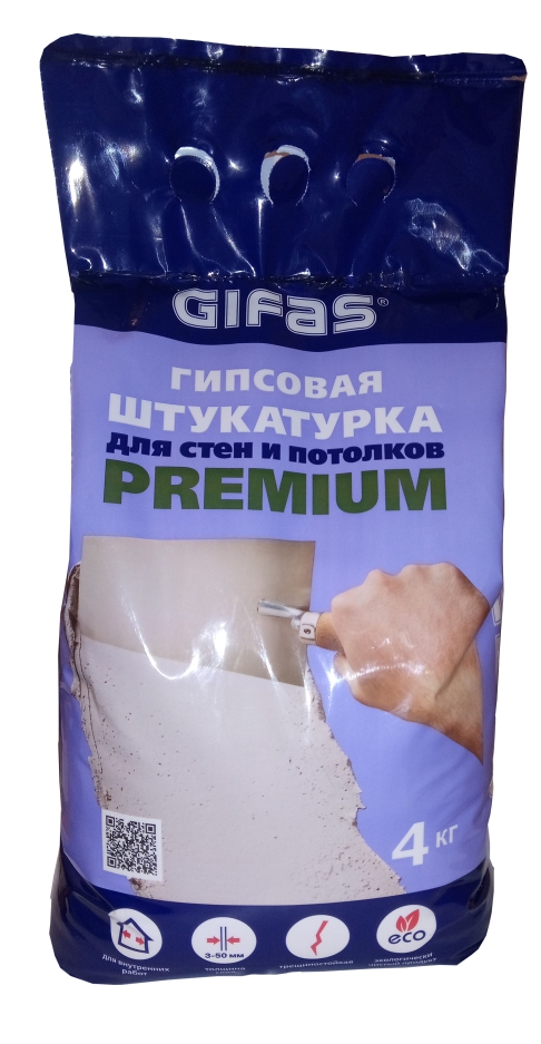 

Штукатурка гипсовая GIFAS Premium, 4кг, Серый