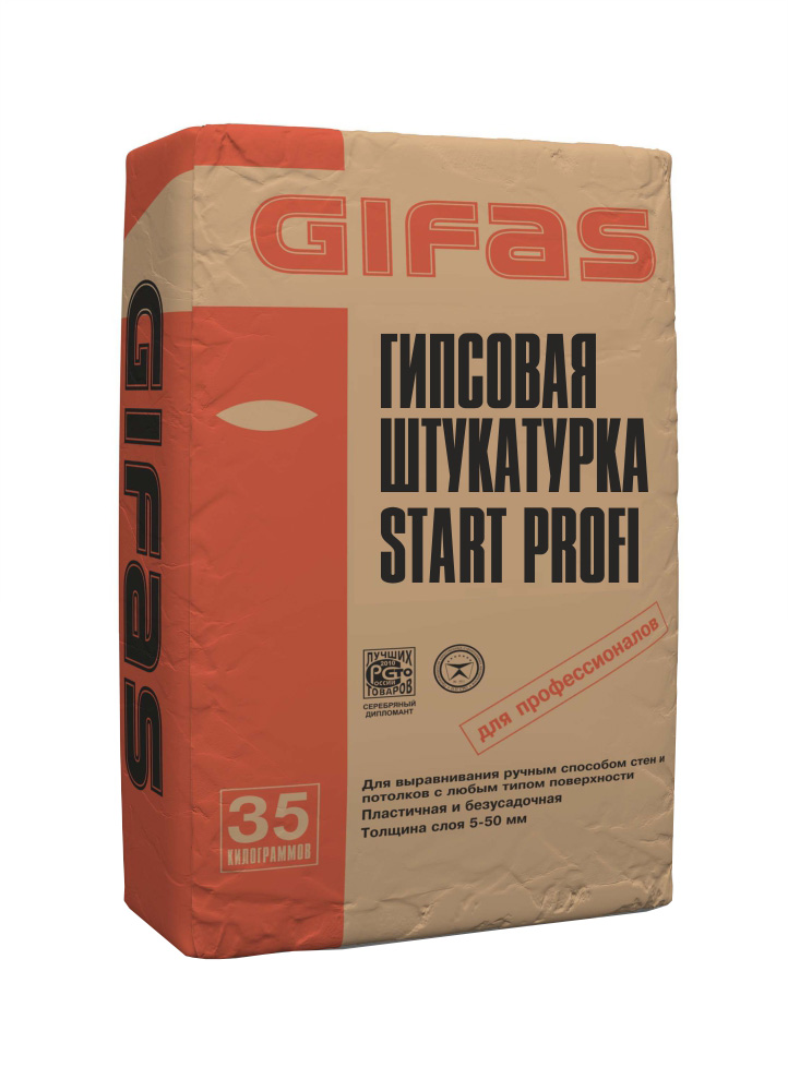 

Штукатурка гипсовая GIFAS Start Profi, 35кг, Серый