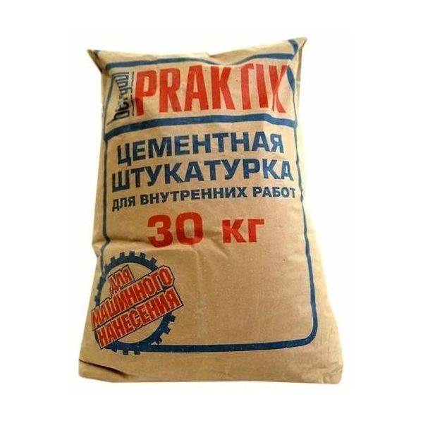 

Штукатурка цементная Bergauf Praktik для внутренних работ, 30кг, Серый