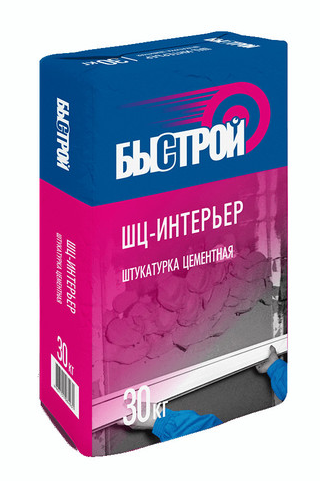 

Штукатурка цементная Быстрой ШЦ-Интерьер для внутренних работ, 30кг, Серый